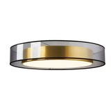 Brass Circular LED Flush Mount Lamp Bedroom Living Room Image - 5