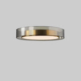 Brass Circular LED Flush Mount Lamp Bedroom Living Room Image - 6