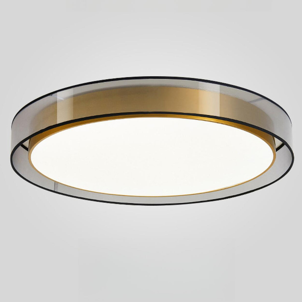 Brass Circular LED Flush Mount Lamp Bedroom Living Room Image - 8