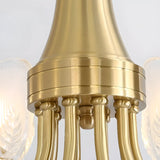 Brass Curve Arm Flower Glass Living Room Chandelier Image - 23