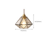 Brass Diamond Glass Pendant Light Adjustable Height #size