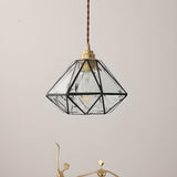 Brass Diamond Glass Pendant Light Adjustable Height Image - 3