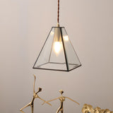 Brass Diamond Glass Pendant Light Adjustable Height Image - 4