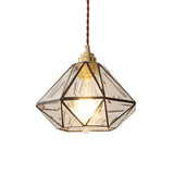 Brass Diamond Glass Pendant Light Adjustable Height Image - 5