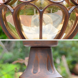 Brass Finish Elegant Globe Metal Outdoor Column Light Image - 8