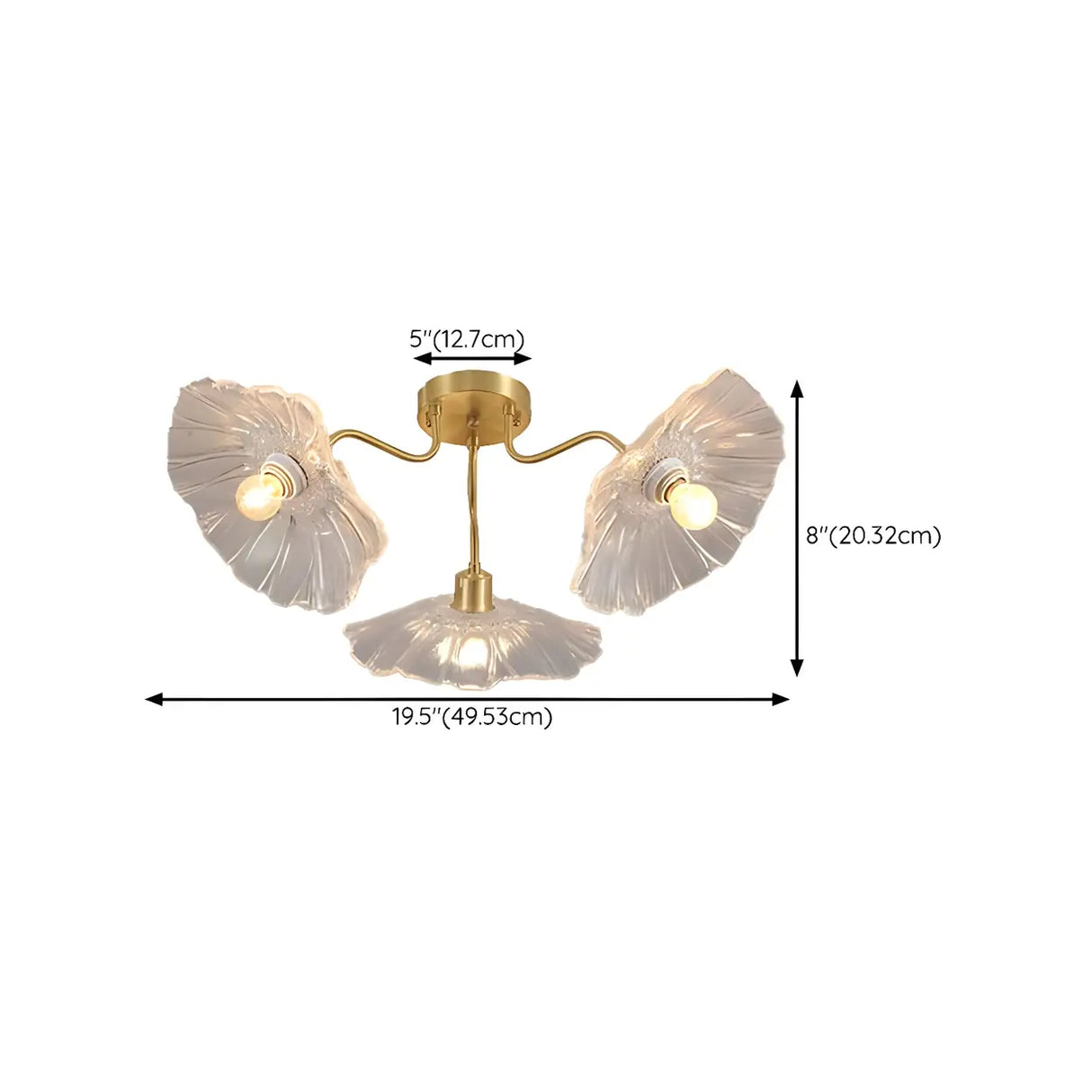 Brass Flower Clear Glass Flush Mount Light 6-Light 