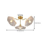 Brass Flower Clear Glass Flush Mount Light 6-Light #size