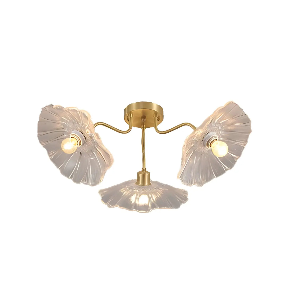 Brass Flower Clear Glass Flush Mount Light 6-Light Image - 7