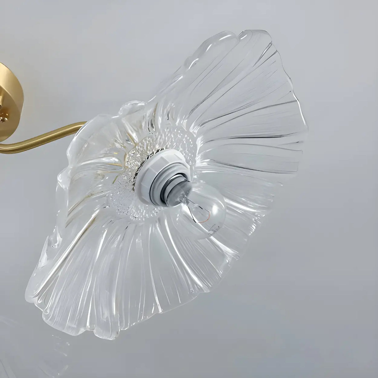 Brass Flower Clear Glass Flush Mount Light 6-Light Image - 8