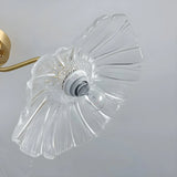 Brass Flower Clear Glass Flush Mount Light 6-Light Image - 8