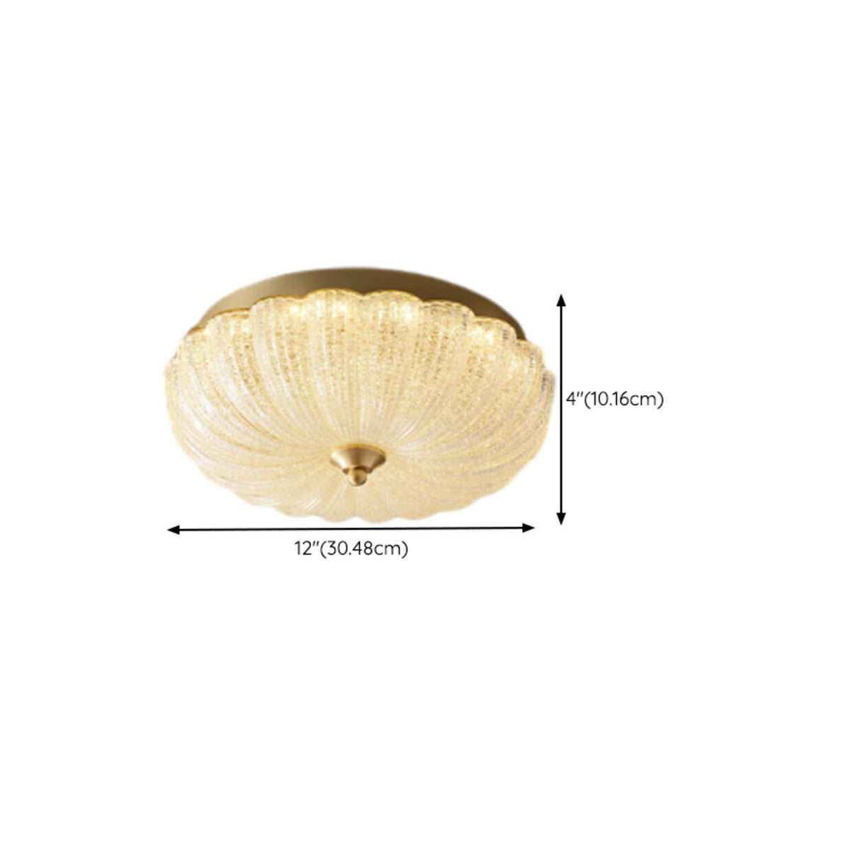 Brass Glass Circle LED Flush Mount Ceiling Light Image - 15