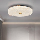 Brass Glass Circle LED Flush Mount Ceiling Light Image - 4