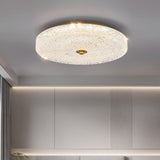 Brass Glass Circle LED Flush Mount Ceiling Light Image - 5