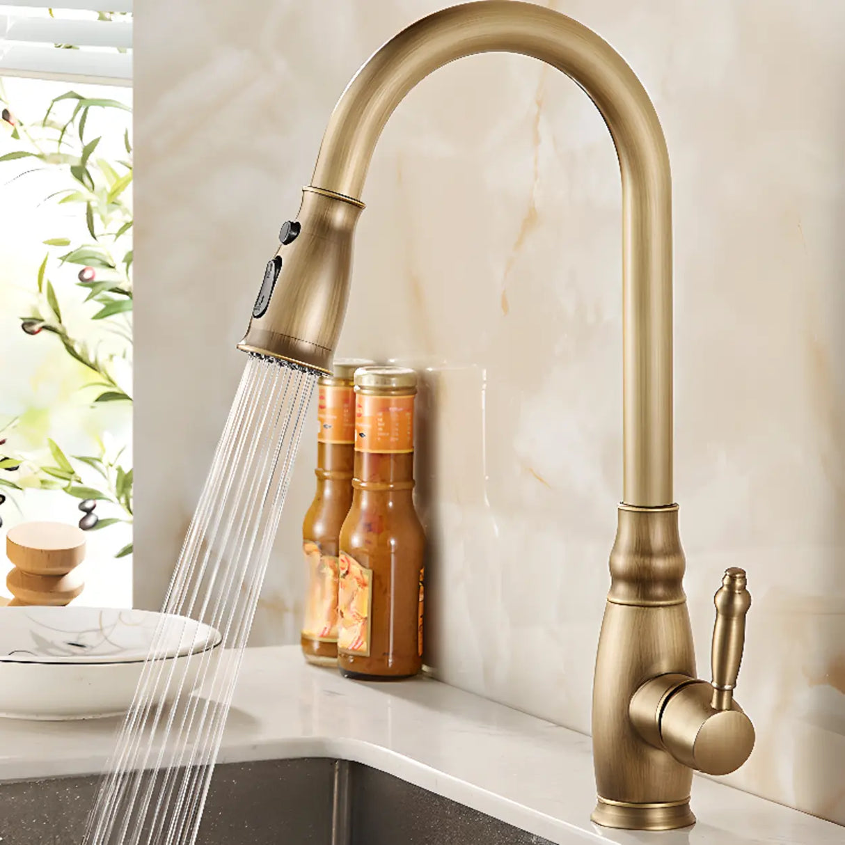 Brass Rust Resistant Swivel Spout Kitchen Faucets Image - 1