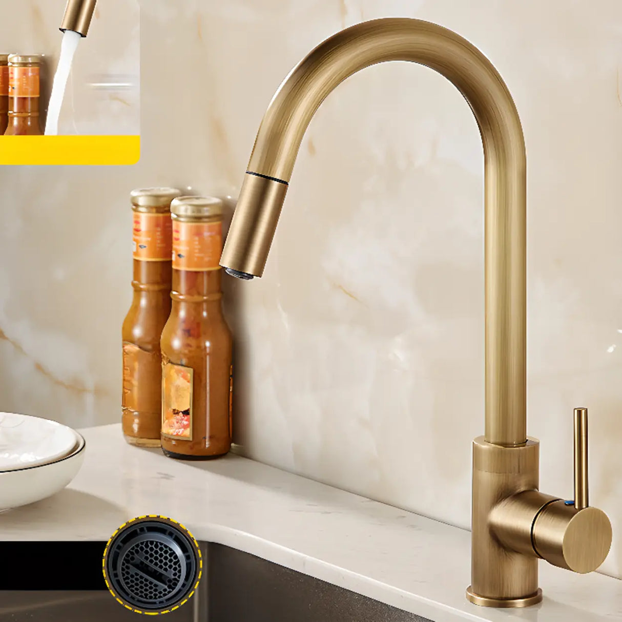 Brass Rust Resistant Swivel Spout Kitchen Faucets Image - 3