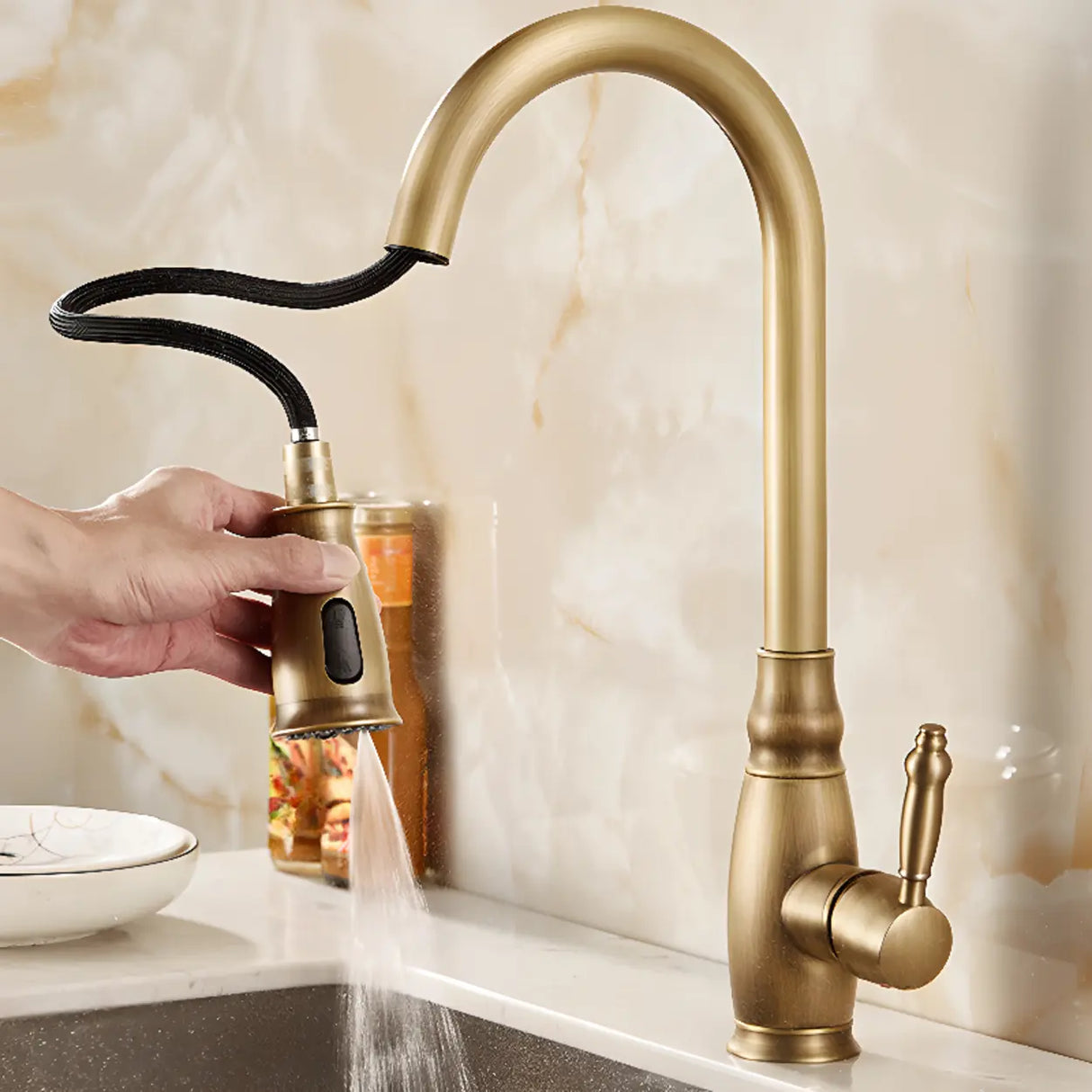 Brass Rust Resistant Swivel Spout Kitchen Faucets Image - 4