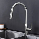 Brass Swivel Spout Kitchen Faucet with Supply Lines Image - 5