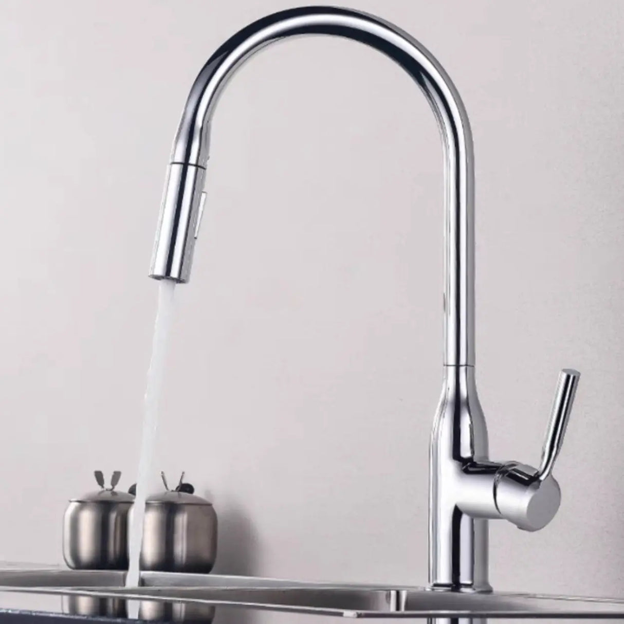 Brass Swivel Spout Kitchen Faucet with Supply Lines Image - 7