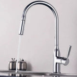 Brass Swivel Spout Kitchen Faucet with Supply Lines Image - 7