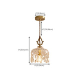 Brass Vintage Clear Glass Cylinder Dome Pendant Light #size