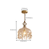 Brass Vintage Clear Glass Cylinder Dome Pendant Light Image - 13