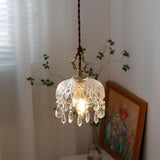 Brass Vintage Clear Glass Cylinder Dome Pendant Light Image - 3