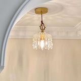 Brass Vintage Clear Glass Cylinder Dome Pendant Light Image - 4