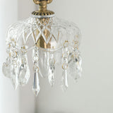 Brass Vintage Clear Glass Cylinder Dome Pendant Light Image - 9