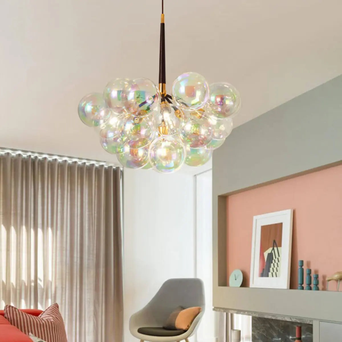 Bright Bubble Ball Dining Room Colorful Chandelier Image - 6