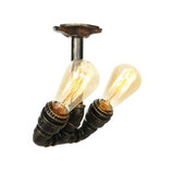 Bronze Bare Edison Bulb Semi-Flush Mount Light 2-Light Image - 22