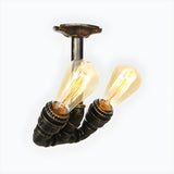 Bronze Bare Edison Bulb Semi-Flush Mount Light 2-Light Image - 23