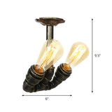 Bronze Bare Edison Bulb Semi-Flush Mount Light 2-Light Image - 24