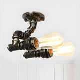 Bronze Bare Edison Bulb Semi-Flush Mount Light 2-Light Image - 25