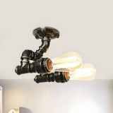 Bronze Bare Edison Bulb Semi-Flush Mount Light 2-Light Image - 26