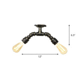 Bronze Bare Edison Bulb Semi-Flush Mount Light 2-Light Image - 9