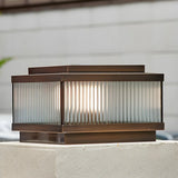 Bronze Modern Solar Square Glass Outdoor Table Lamp Image - 1