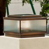 Bronze Modern Solar Square Glass Outdoor Table Lamp Image - 14