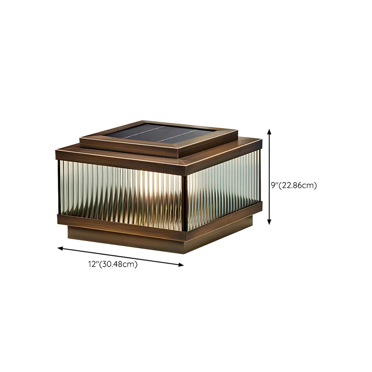 Bronze Modern Solar Square Glass Outdoor Table Lamp Image - 18