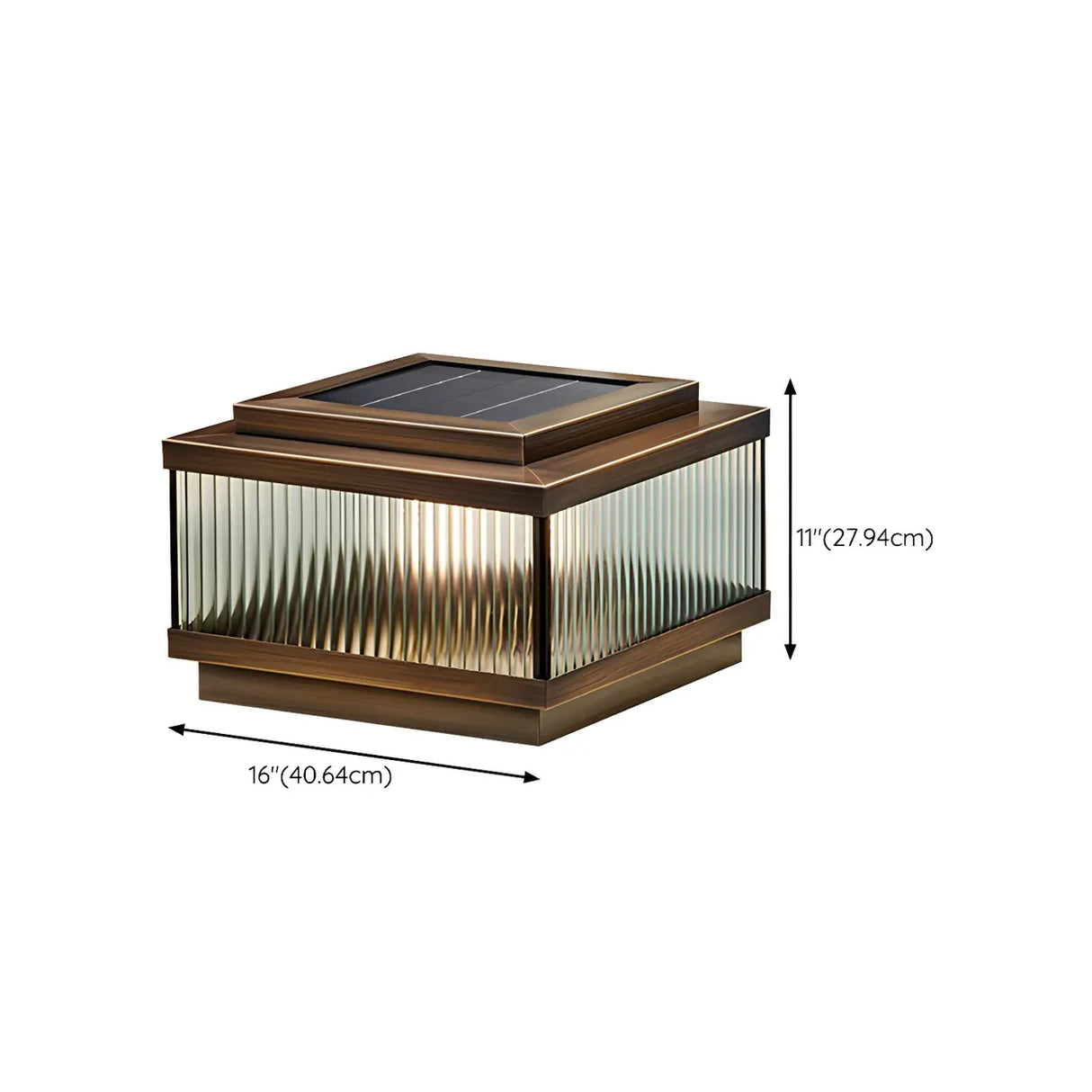 Bronze Modern Solar Square Glass Outdoor Table Lamp Image - 19