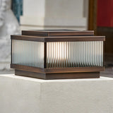 Bronze Modern Solar Square Glass Outdoor Table Lamp Image - 4