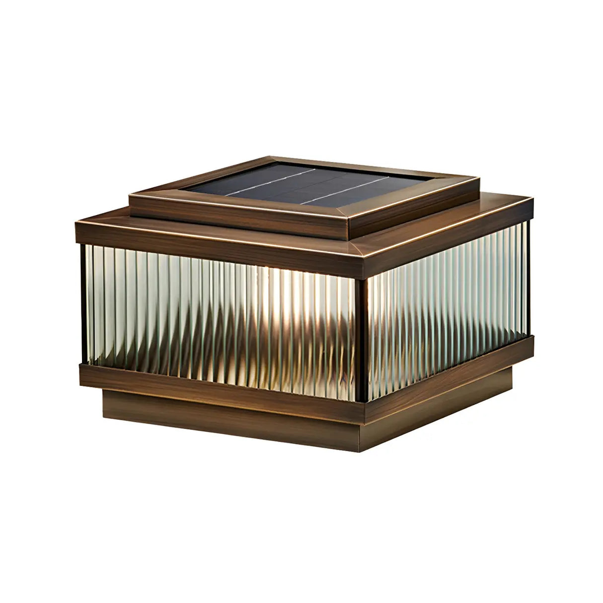 Bronze Modern Solar Square Glass Outdoor Table Lamp Image - 6