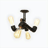 Bronze Pipe Edison Bulb Semi-Flush Mount Light 3-Light Image - 13