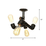 Bronze Pipe Edison Bulb Semi-Flush Mount Light 3-Light Image - 14