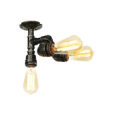 Bronze Pipe Edison Bulb Semi-Flush Mount Light 3-Light Image - 2