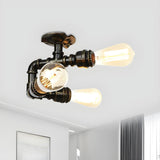 Bronze Pipe Edison Bulb Semi-Flush Mount Light 3-Light Image - 6