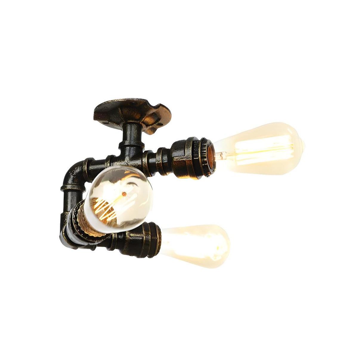 Bronze Pipe Edison Bulb Semi-Flush Mount Light 3-Light Image - 7