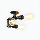 Bronze Pipe Edison Bulb Semi-Flush Mount Light 3-Light Image - 8