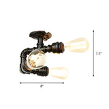 Bronze Pipe Edison Bulb Semi-Flush Mount Light 3-Light Image - 9