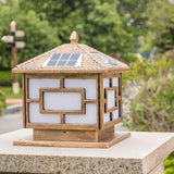 Bronze Traditional Chinese Square Solar Outdoor Lamp Image - 11