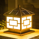 Bronze Traditional Chinese Square Solar Outdoor Lamp Image - 12